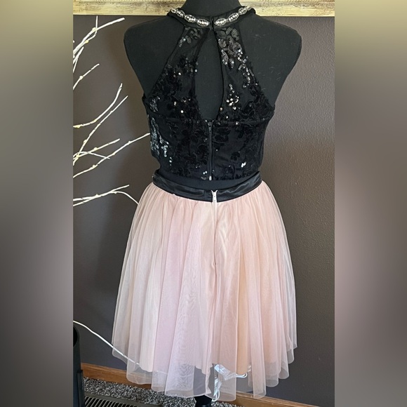 Sequin Hearts Black and Light Pink 2 pc Dress - Picture 6 of 7